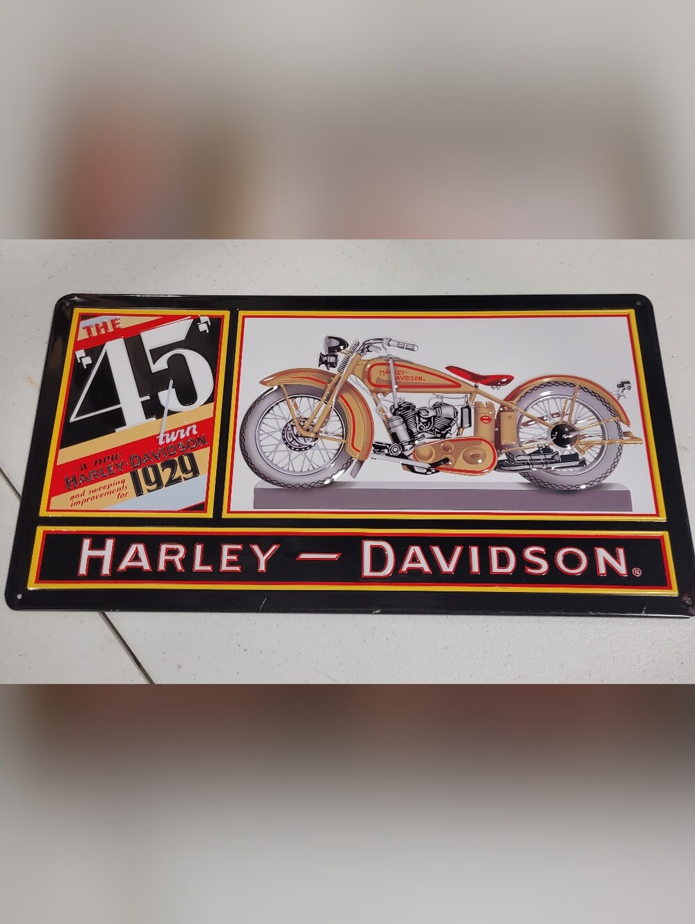 Harley-Davidson Vintage Motorcycle Wall Art - Red and Gold